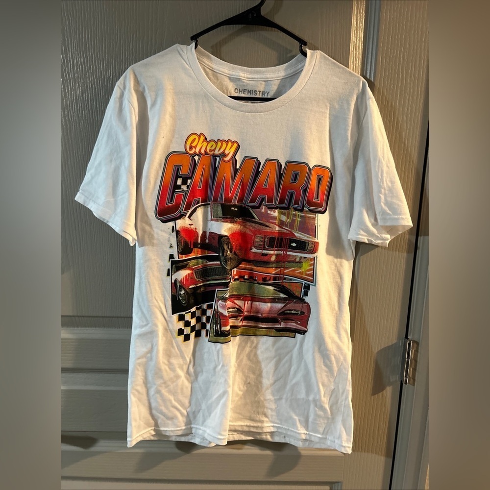 Chevy Camaro Turbo Men's White Print Tee T-Shirt by Chemistry Size medium